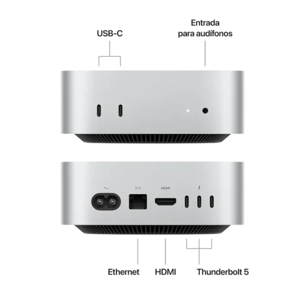 Mac Mini Chip M4 Pro CPU 12 núcleos GPU 16 núcleos - RAM 24GB - SSD 512GB - Plateado - Imagen 2