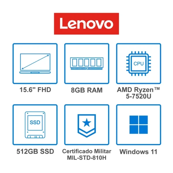 Computador Portátil LENOVO 15,6" Pulgadas IdeaPad Slim 3 - AMD Ryzen 5 - RAM 8GB - Disco SSD 512GB - Azul - Imagen 9