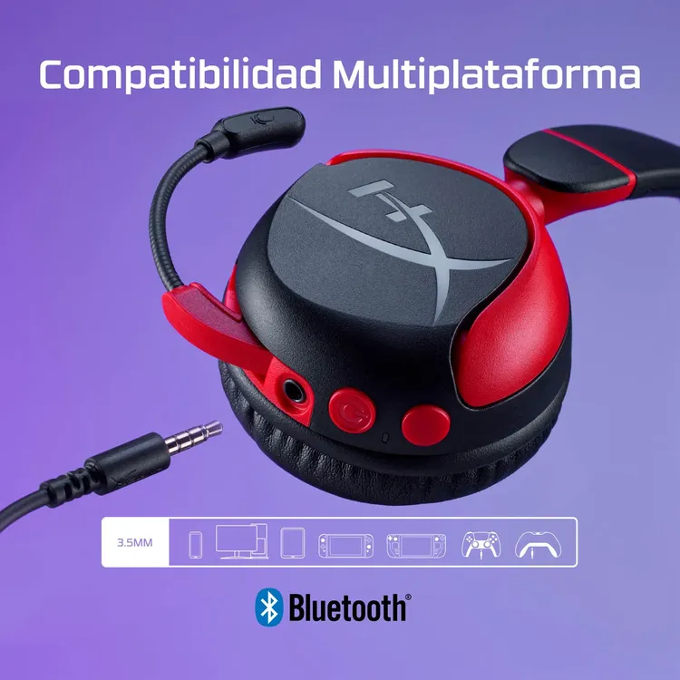 Audífonos de Diadema HYPERX Inalámbricos Over Ear Gaming Cloud Mini Cancelación de Ruido Negro|Rojo - Imagen 8