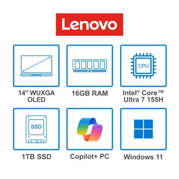 Computador Portátil LENOVO 14" Pulgadas Yoga Slim 7 - Intel Core Ultra 7 - RAM 16GB - Disco SSD 1TB - Gris - Imagen 9