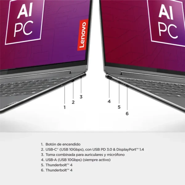 Computador Portátil 2 en 1 LENOVO Yoga 9 Táctil 14" Pulgadas 14IMH9 - Intel Core Ultra 7 - RAM 32GB - Disco SSD 1TB - Gris - Imagen 5