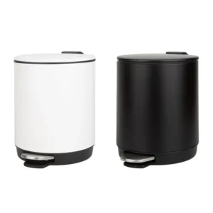 Set x 2 Canecas / Papeleras de Pedal 5 Litros FREE HOME Acero Inoxidable Blanca y Negra