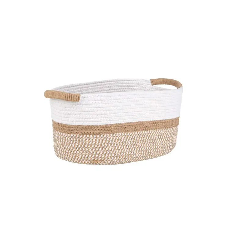 Canasto / Cesto Pequeño FREE HOME Ovalado con Asas Algodón / Poliester 15 x 34 cm - Imagen 2