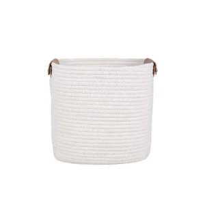 Canasto / Cesto con Asas de Cuero FREE HOME Algodón / Poliester 30 x 26 cm