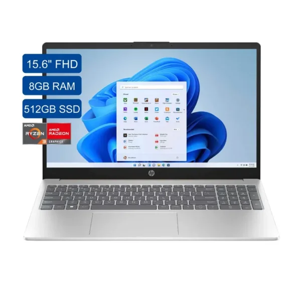 Computador Portátil HP 15.6" Pulgadas Fc0043la AMD Ryzen 3 - RAM 8GB - Disco SSD 512 GB- Plata - Imagen 2