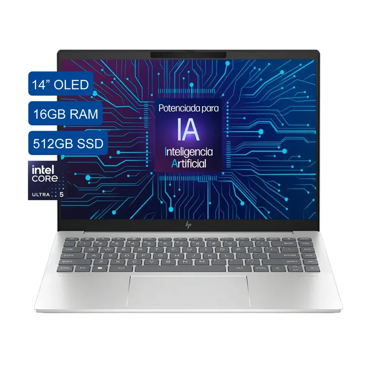 Computador Portátil HP Pavilion Plus 14" Pulgadas Ew1000la Intel Core Ultra 5 - RAM 16GB - Disco SSD 512GB - Plateado - Imagen 2