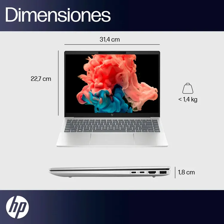 Computador Portátil HP Pavilion Plus 14" Pulgadas Ew1000la Intel Core Ultra 5 - RAM 16GB - Disco SSD 512GB - Plateado - Imagen 5