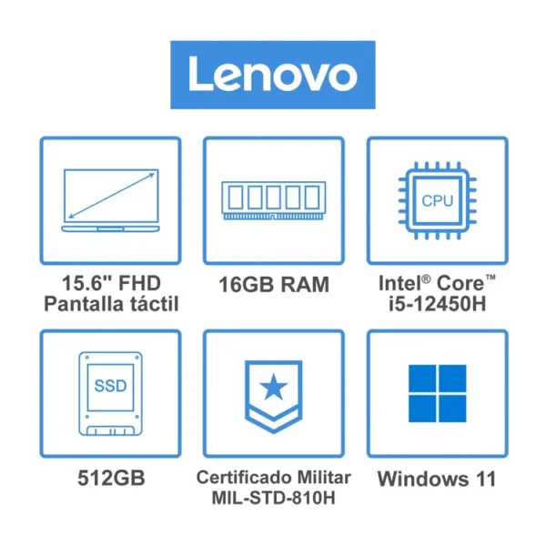 Computador Portátil LENOVO 15.6" Pulgadas IdeaPad Slim 3 Táctil - Intel Core i5 - RAM 16GB - Disco SSD 512GB - Gris - Imagen 9