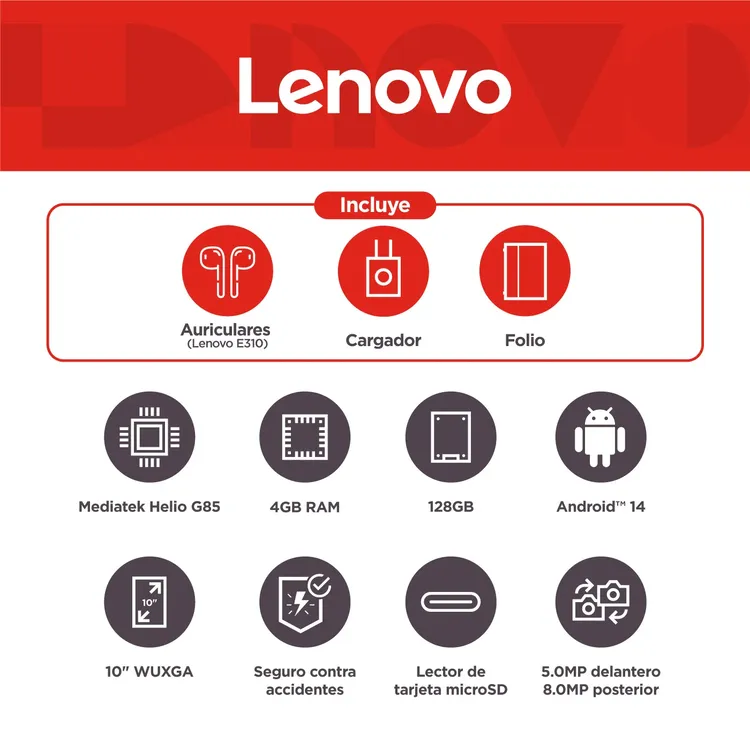 Tablet LENOVO 10" Pulgadas Tab 10 128GB WiFi Gris - Imagen 8