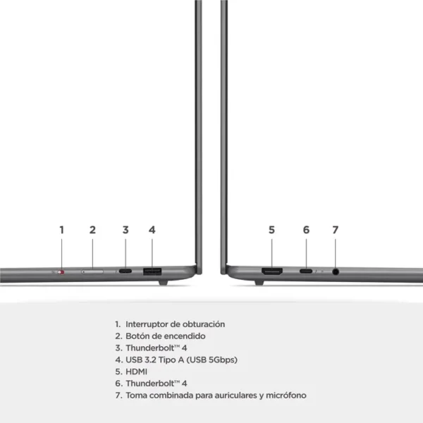 Computador Portátil LENOVO 15.3" Pulgadas Yoga Slim 7 Táctil - Intel Core Ultra 7 - RAM 32GB - Disco SSD 1TB - Gris - Imagen 5