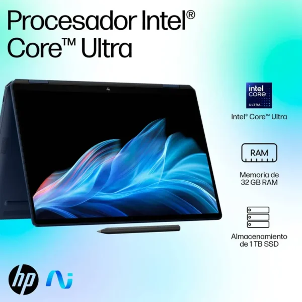Computador Portátil 2 en 1 HP OmniBook Ultra Flip 14" Pulgadas Fh0000la - Intel Core Ultra 7 - RAM 32GB - Disco SSD 1TB - Azul - Imagen 6