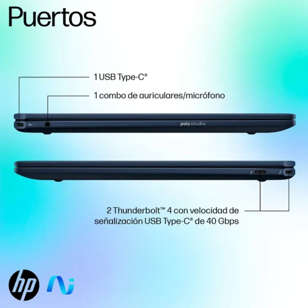 Computador Portátil 2 en 1 HP OmniBook Ultra Flip 14" Pulgadas Fh0000la - Intel Core Ultra 7 - RAM 32GB - Disco SSD 1TB - Azul - Imagen 8