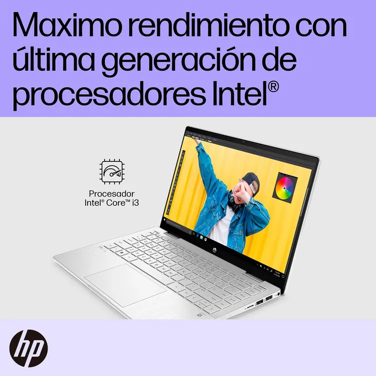Computador Portátil 2 en 1 HP Pavilion 14" Pulgadas ek1013la Táctil - Intel Core i3 - RAM 8GB - Disco SSD 512GB - Plateado - Imagen 7