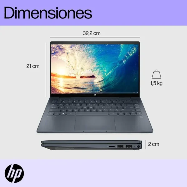 Computador Portátil 2 en 1 HP Pavilion 14" Pulgadas ek1011la Táctil - Intel Core i5 - RAM 8GB - Disco SSD 512GB - Azul - Imagen 7