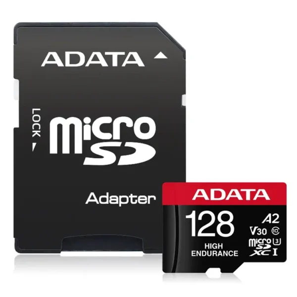 Memoria Micro SD ADATA 128GB + Adaptador Clase 10 V30 A2 High Endurance Negro|Rojo - Imagen 3