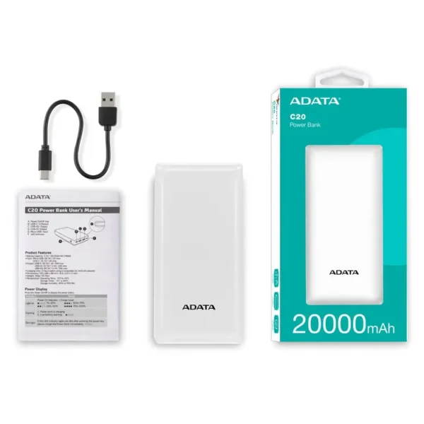 Bateria Recargable ADATA 20000 mAh Blanco - Imagen 4