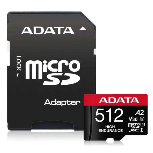 Memoria Micro SD ADATA 512GB + Adaptador Clase 10 V30 A2 High Endurance Negro|Rojo - Imagen 3