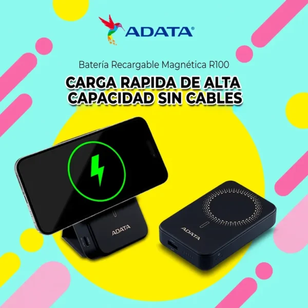 Batería Recargable Magnética ADATA R100 10.000 mAh Negro - Imagen 6