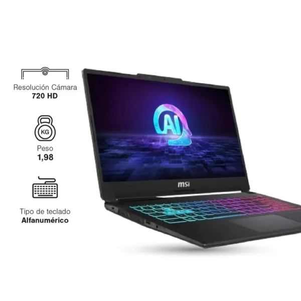 Computador Portátil Gamer MSI Cyborg AI 15.6" Pulgadas AI A1VFK - Intel Core Ultra 7 - RAM 16GB  - Disco SSD 512GB - Negro - Imagen 7