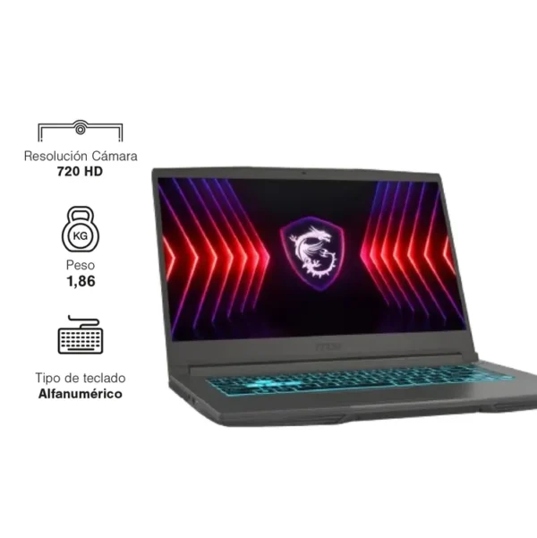 Computador Portátil Gamer MSI Thin 15.6" Pulgadas B7VE - AMD Ryzen 7 - RAM 16GB  - Disco SSD 512GB - Gris - Imagen 7