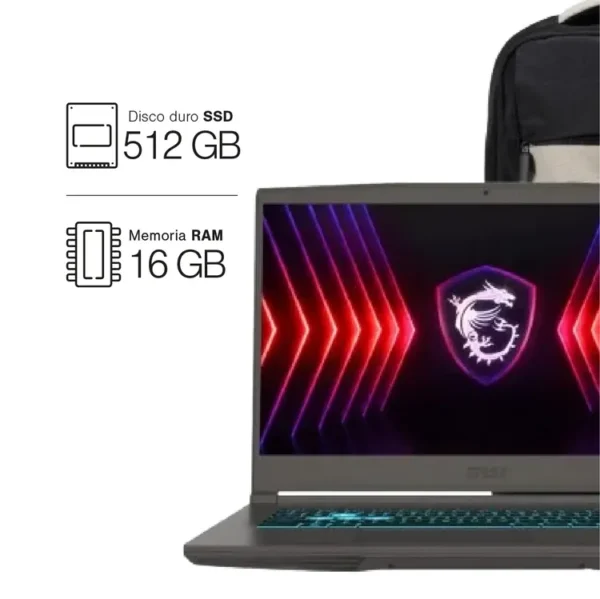 Computador Portátil Gamer MSI Thin 15.6" Pulgadas B13VE - Intel Core i5 - RAM 16GB  - Disco SSD 512GB - Gris - Imagen 2