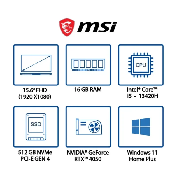 Computador Portátil Gamer MSI Thin 15.6" Pulgadas B13VE - Intel Core i5 - RAM 16GB  - Disco SSD 512GB - Gris - Imagen 10