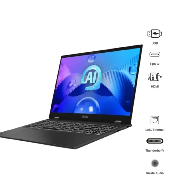 Computador Portátil MSI Prestige 14" Pulgadas AI C1VFG - Intel Core Ultra 7 - RAM 32GB - Disco SSD 1TB - Negro - Imagen 6