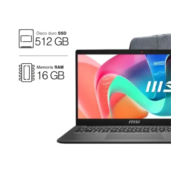 Computador Portátil MSI Modern 13.3" Pulgadas F13MG - Intel Core i3 - RAM 16GB  - Disco SSD 512GB - Negro - Imagen 2