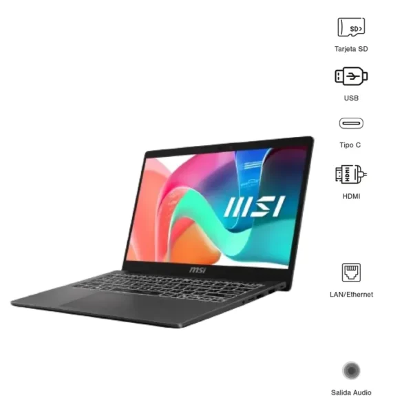 Computador Portátil MSI Modern 14" Pulgadas F13MG - Intel Core i5 - RAM 16GB  - Disco SSD 512GB - Negro - Imagen 6