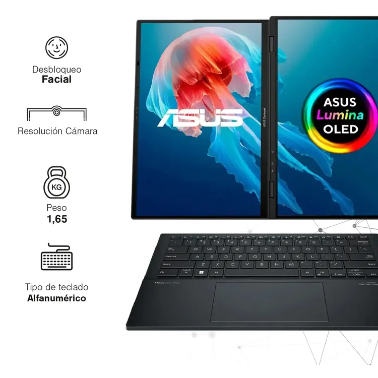 Computador Portátil ASUS Zenbook Duo OLED 14" Pulgadas UX8406MA - Core Ultra 9 185H - RAM 32GB - Disco SSD 1 TB - Gris - Imagen 7
