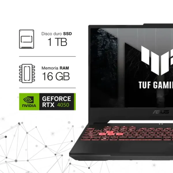 Computador Portátil Gamer ASUS TUF Gaming 15.6" Pulgadas FA507NU - AMD Ryzen 7 - RAM 16GB - Disco SSD 1 TB SSD - Gris - Imagen 2