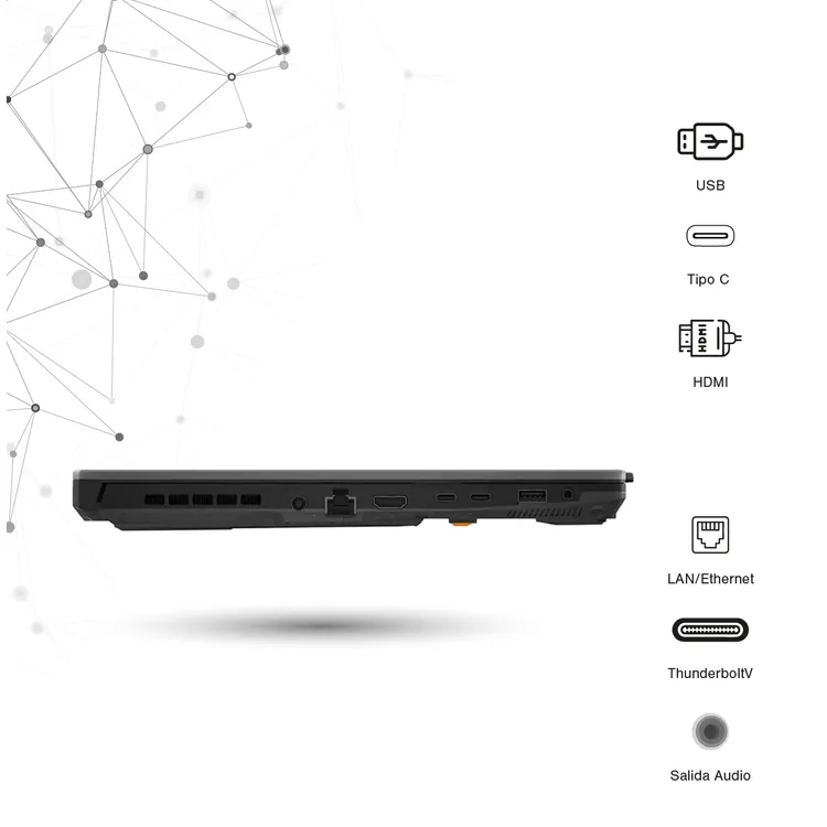 Computador Portátil Gamer ASUS TUF Gaming 15.6" Pulgadas FX507ZC4 - Intel Core i5 - RAM 8GB - Disco SSD 1 TB SSD - Gris - Imagen 6
