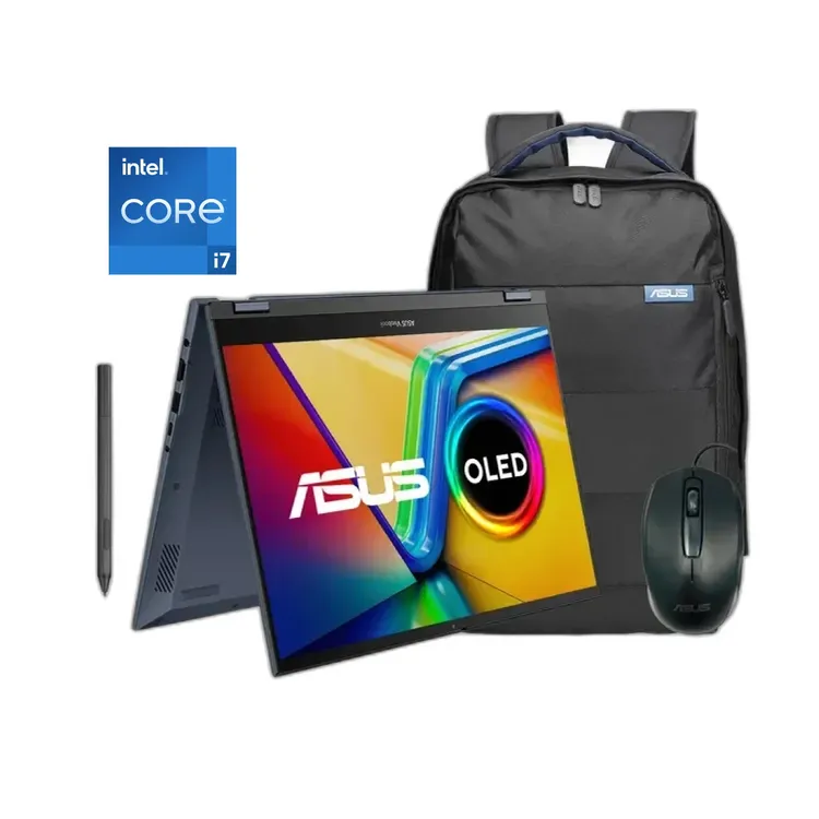 Computador Portatil 2 en 1 ASUS Vivobook OLED 14" Pulgadas TP3402Va Táctil - Intel Core i7 - RAM 16GB - Disco SSD 512 GB - Azul