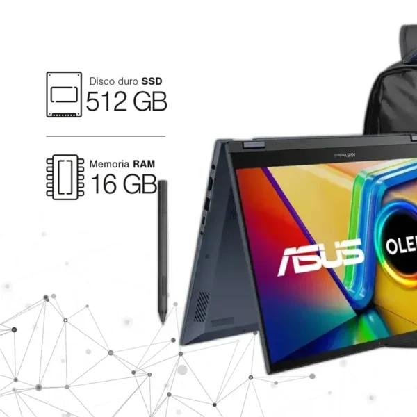Computador Portatil 2 en 1 ASUS Vivobook OLED 14" Pulgadas TP3402Va Táctil - Intel Core i7 - RAM 16GB - Disco SSD 512 GB - Azul - Imagen 2