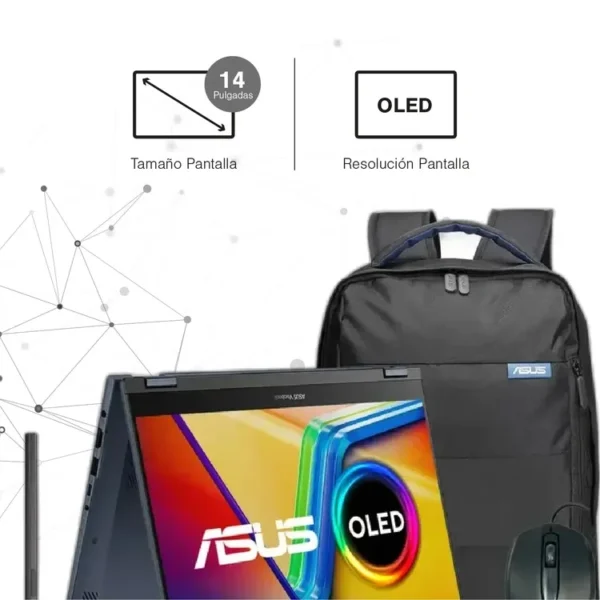 Computador Portatil 2 en 1 ASUS Vivobook OLED 14" Pulgadas TP3402Va Táctil - Intel Core i7 - RAM 16GB - Disco SSD 512 GB - Azul - Imagen 3