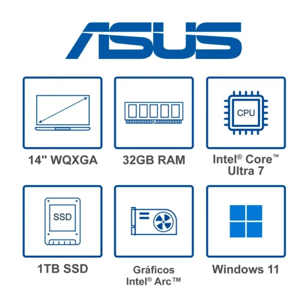 Computador Portátil ASUS Expertbook 14" Pulgadas P5405 - Intel Ultra 7 258V - RAM 32GB - Disco SSD 1TB - Gris - Imagen 8