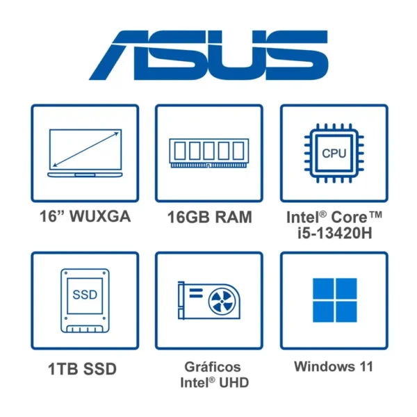 Computador Portátil  ASUS Vivobook 16" Pulgadas X1605VA - Intel Core i5 - RAM 16GB - Disco SSD 1TB  - Negro - Imagen 8