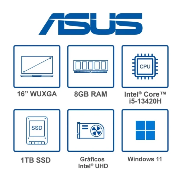 Computador Portátil  ASUS Vivobook 16" Pulgadas X1605VA - Intel Core i5 - RAM 8GB - Disco SSD 1TB - Negro - Imagen 8