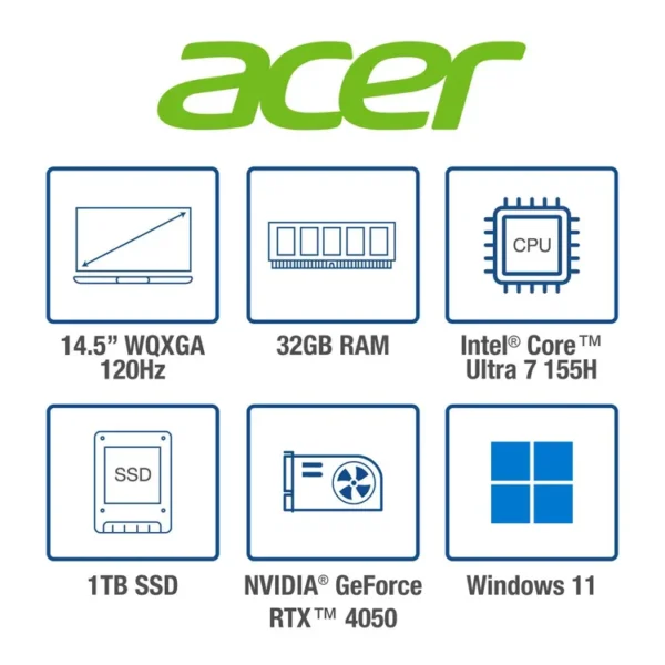 Computador Portátil ACER SWIFT X 14" Pulgadas 73LN - Intel Core Ultra 7 - RAM 32GB - Disco SSD 1TB - Gris - Imagen 10