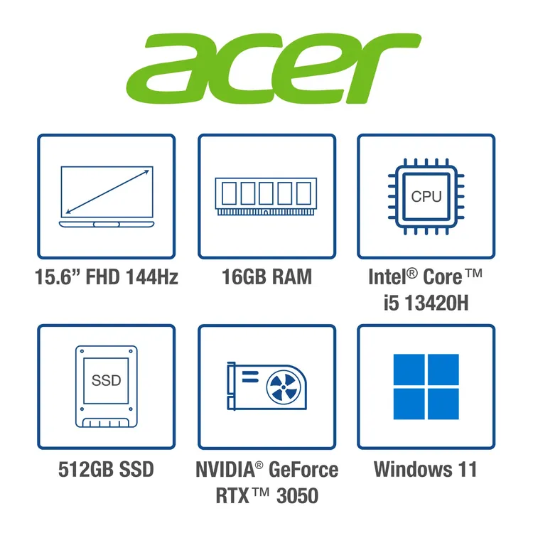 Computador Portátil Gamer ACER NITRO 15.6" Pulgadas 5029 Intel Core i5 - RAM 16GB - Disco SSD 512GB - Negro - Imagen 9