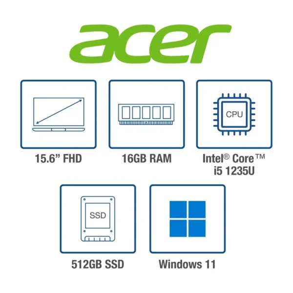 Computador Portátil ACER ASPIRE 3 15.6" Pulgadas 57GW - Intel Core i5 - RAM 16GB - Disco SSD 512GB - Plata - Imagen 9