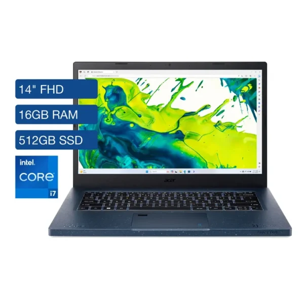 Computador Portátil ACER ASPIRE VERO 14" Pulgadas 72B2 - Intel Core i7 - RAM 16GB - Disco SSD 512GB - Azul - Imagen 2