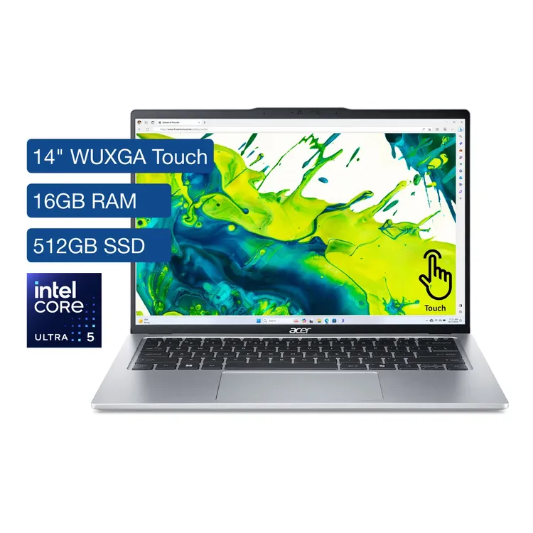 Computador Portátil ACER SWIFT GO 14" Pulgadas 59VC Táctil - Intel Core Ultra 5 - RAM 16GB - Disco SSD 512GB - Plateado - Imagen 2