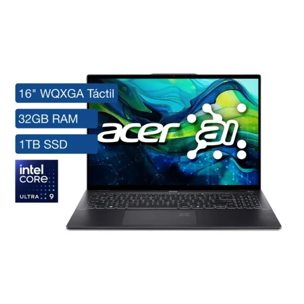 Computador Portátil ACER SWIFT 16" Pulgadas 966Z Táctil - Intel Core Ultra 9 - RAM 32GB - Disco SSD 1TB - Negro - Imagen 2