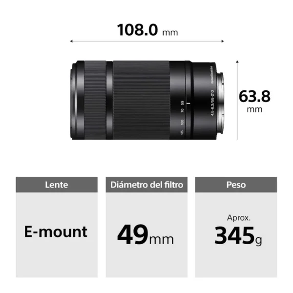 Lente Sony Sel55210/Bq Ae - Imagen 4