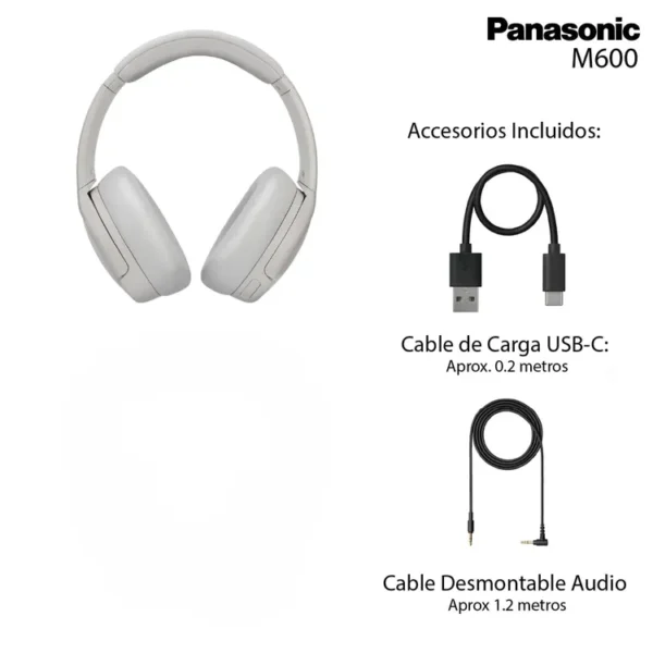 Audifonos de Diadema PANASONIC Inalámbricos Bluetooth Over Ear M600BE-C Cancelacion de Ruido Beige - Imagen 5