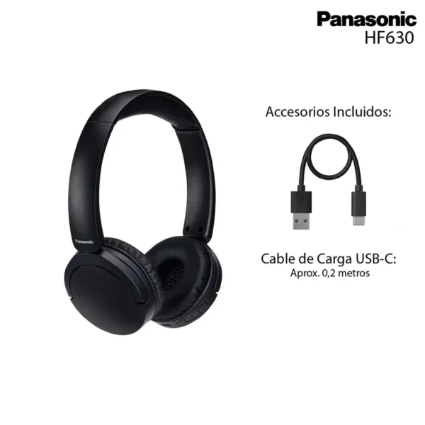Audífonos PANASONIC Inalámbricos Bluetooth On Ear HF630BE-K Cancelacion de ruido (ENC) Negro - Imagen 3
