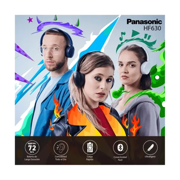 Audífonos PANASONIC Inalámbricos Bluetooth On Ear HF630BE-W Cancelacion de ruido (ENC) Blanco - Imagen 2