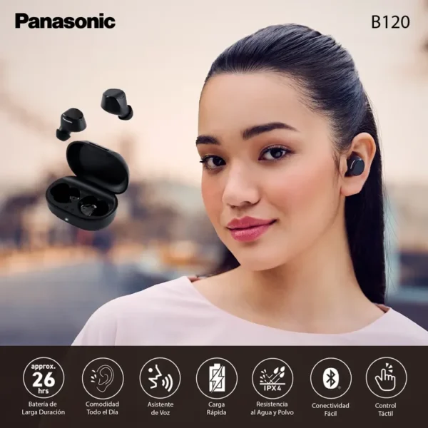 Audífonos PANASONIC Inalámbricos Bluetooth In Ear TWS B120WDE Negro - Imagen 2