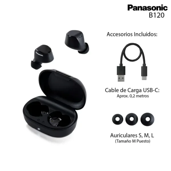 Audífonos PANASONIC Inalámbricos Bluetooth In Ear TWS B120WDE Negro - Imagen 3